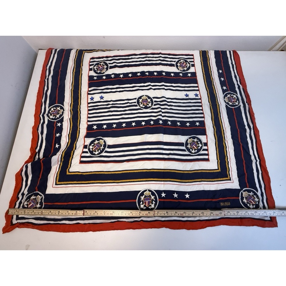 Vintage BillBlass Nautical Scarf Red White Blue Anchor Rope Crest Square